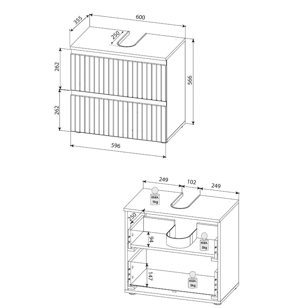 Austin 2 Drawer Under Sink Cabinet