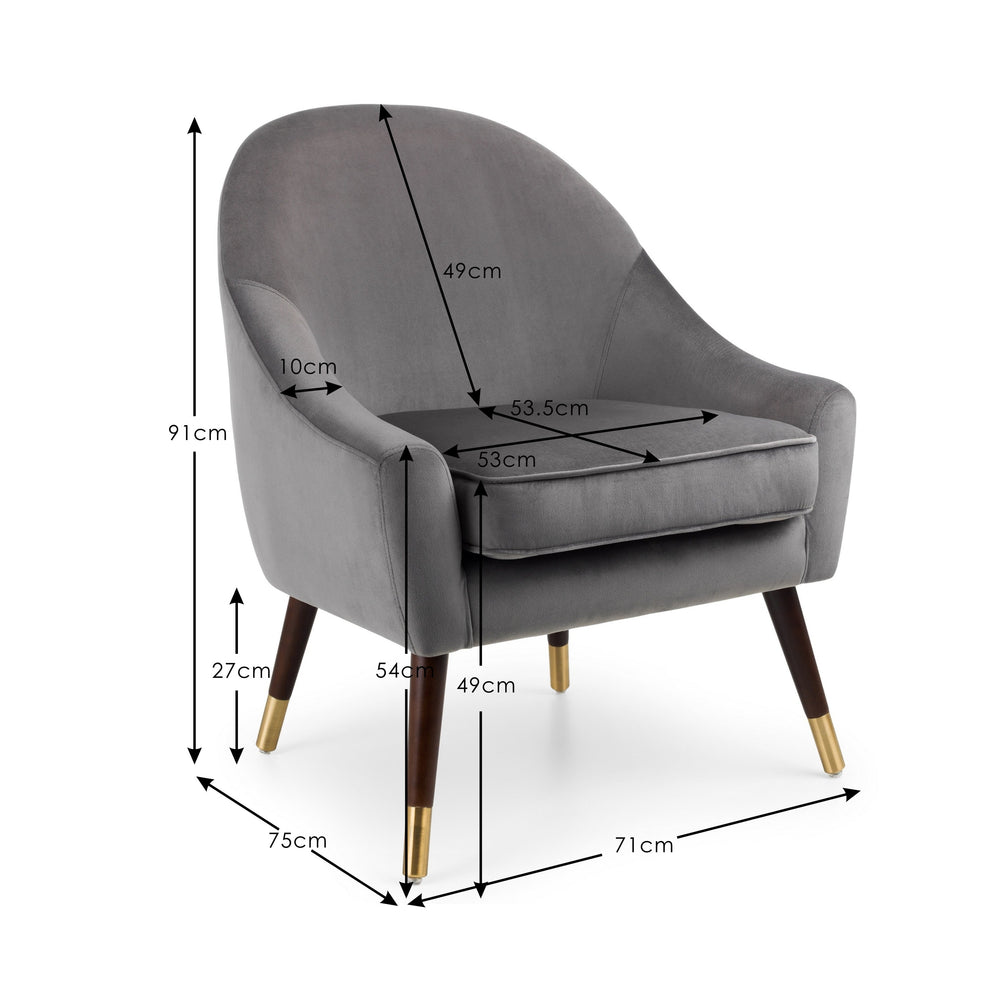 Elliot Arm Chair - Grey - ELL301
