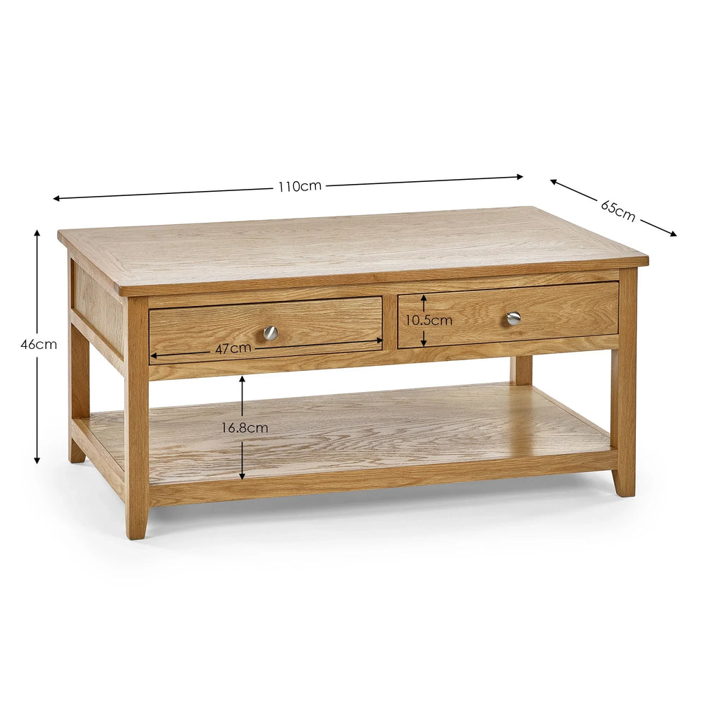 Mallory 2 Drawer Coffee Table - Light Brown - MAL204