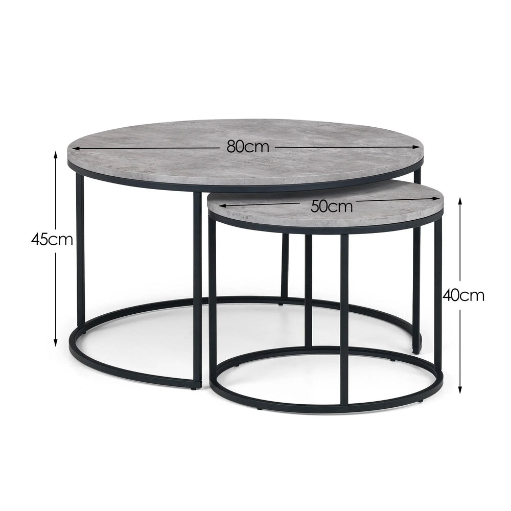 Staten Concrete Round Nesting Coffee Table - Grey - STA107