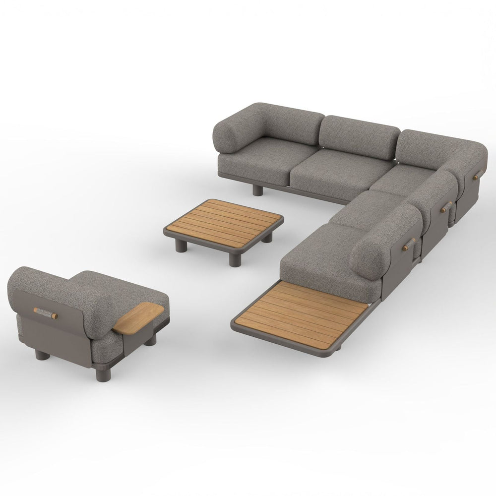 Image of LEOX Modular 5-Seater Corner Sofa Set with Coffee Table