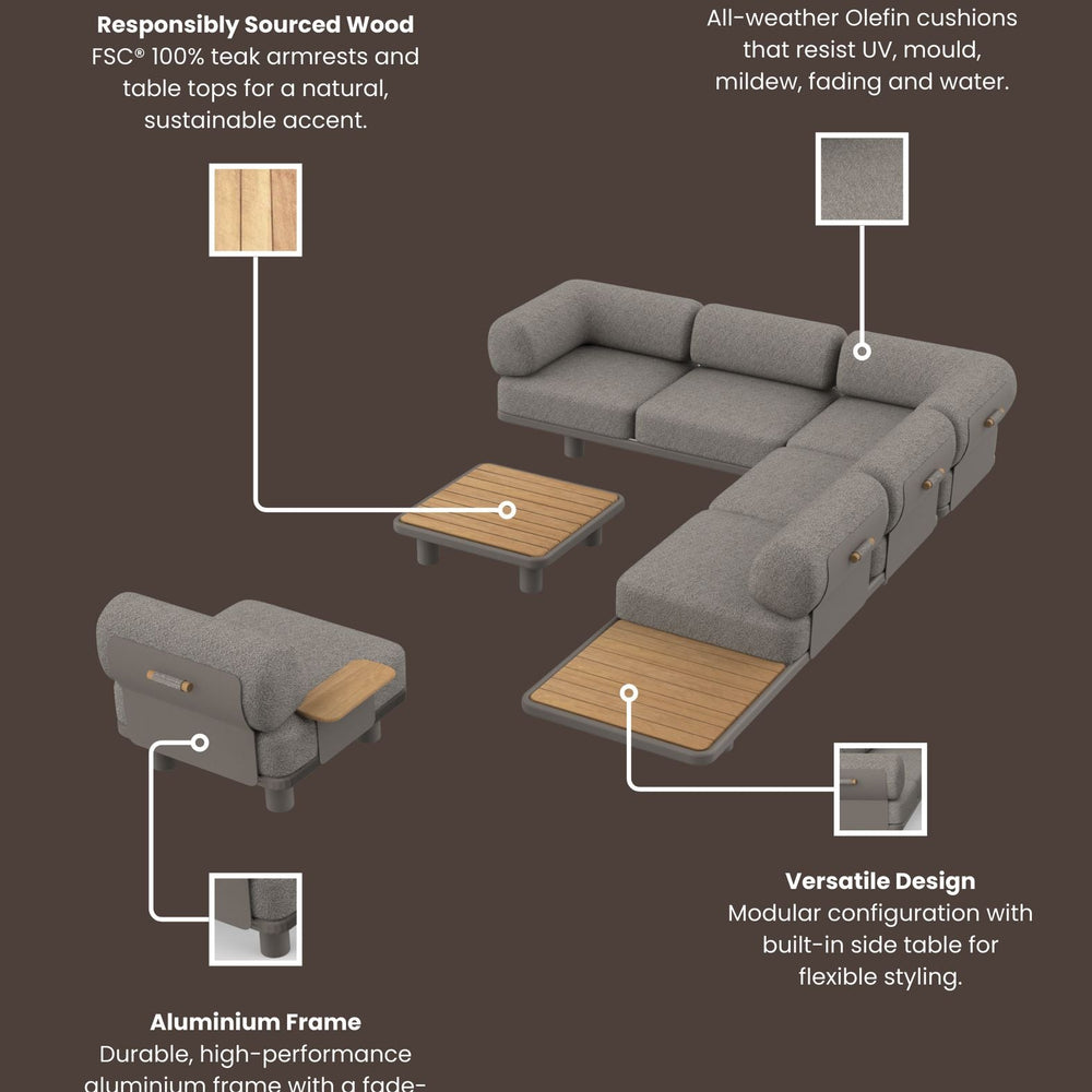 Image of LEOX Modular 5-Seater Corner Sofa Set with Coffee Table