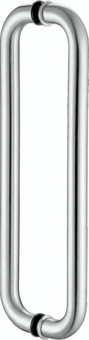 Stainless steel pull handle with curved ends for doors