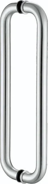 Stainless steel pull handle with curved ends for doors