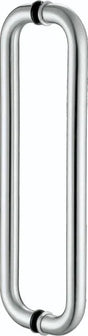 Stainless steel pull handle with curved ends for doors