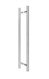 Brushed stainless steel door handle set with modern tubular design