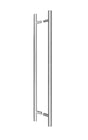 Brushed stainless steel door handle set with modern tubular design