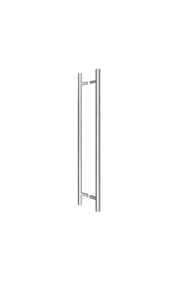 Stainless steel door handle set with straight tubular design, suitable for modern doors
