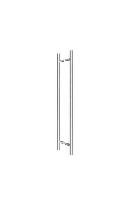 Stainless steel door handle set with straight tubular design, suitable for modern doors