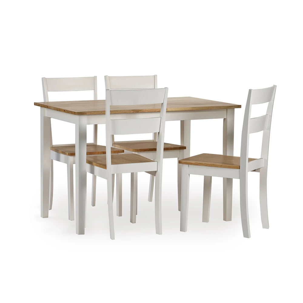 Linwood Small Dining Table - White and Light Brown - LIN001