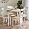 Linwood Round Drop Leaf Table - White and Light Brown - LIN004