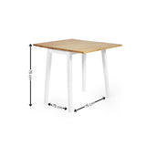 Linwood Square Dropleaf Table - White and Light Brown - LIN006