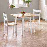 Linwood Square Dropleaf Table - White and Light Brown - LIN006