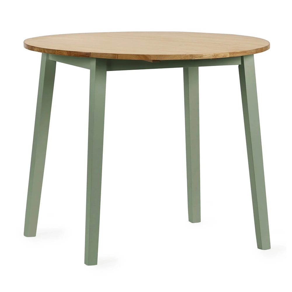 Linwood Round Drop Leaf Table - White and Light Brown - LIN004