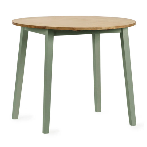 Linwood Round Drop Leaf Table - White and Light Brown - LIN004