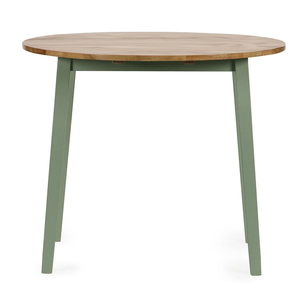 Linwood Round Drop Leaf Table - White and Light Brown - LIN004