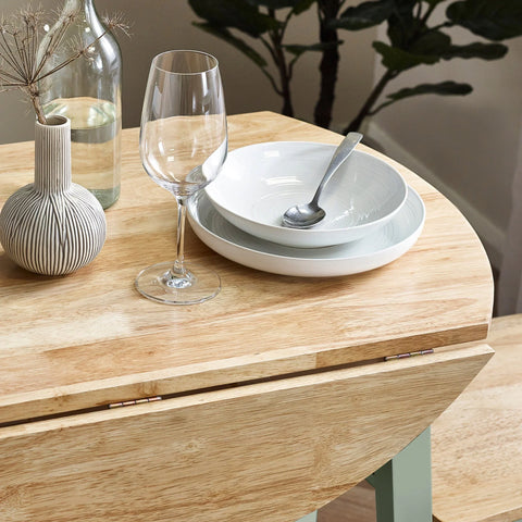 Linwood Round Drop Leaf Table - White and Light Brown - LIN004