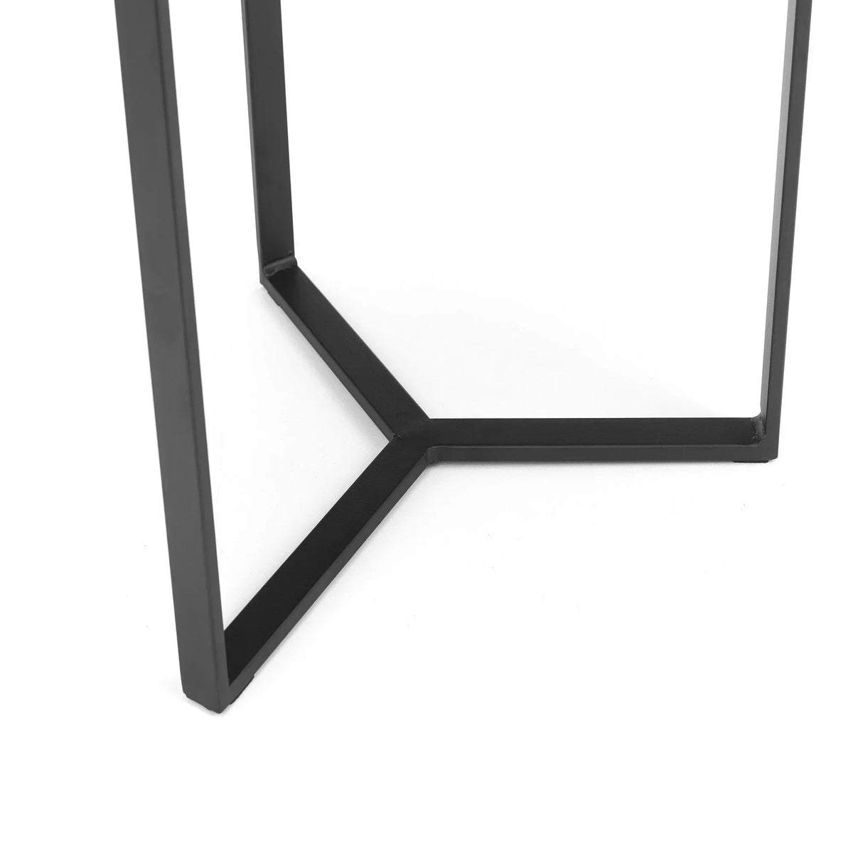 Lamp table black metal frame base detail on white background
