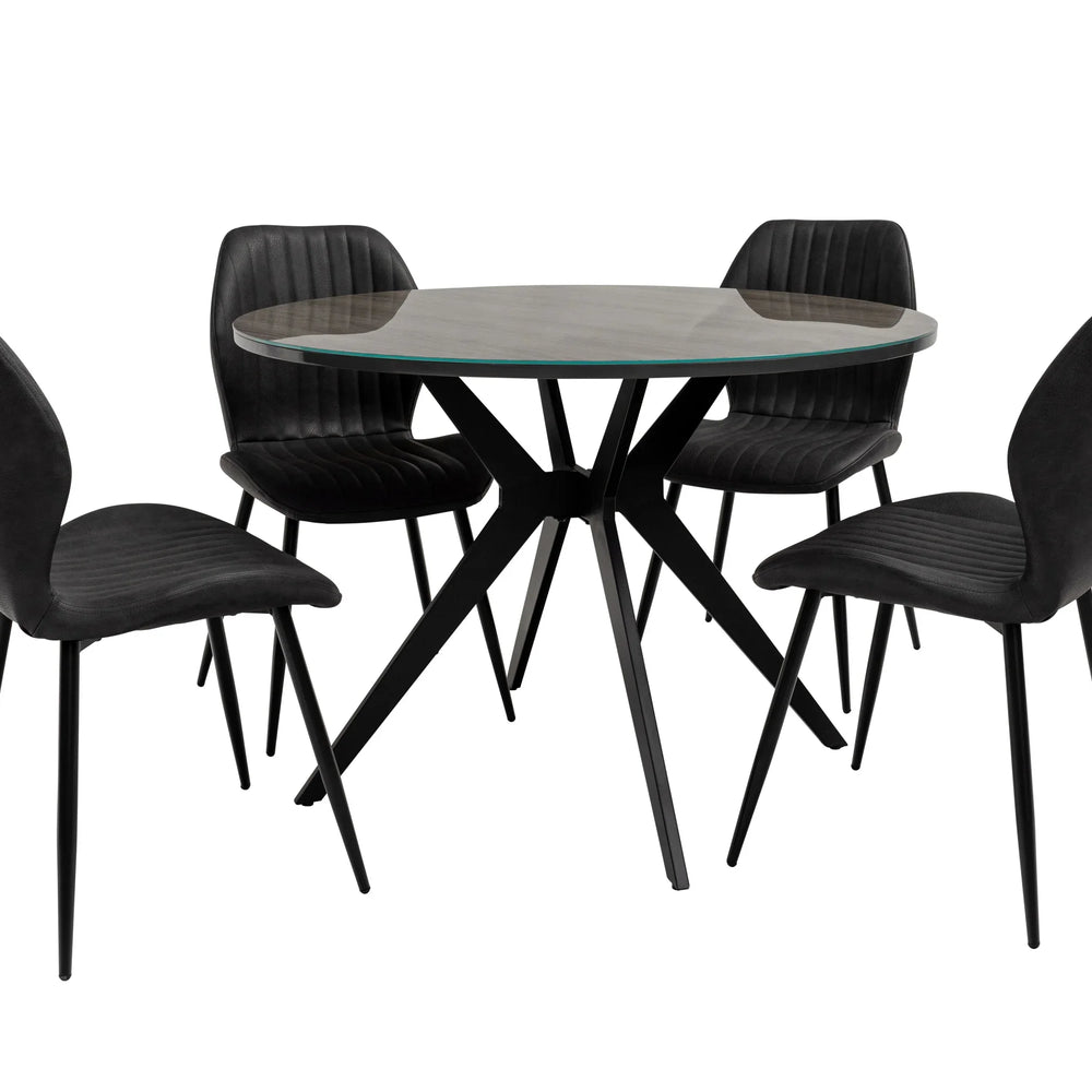 Round Grey Oak Dining Table - 1.07m Stylish Centrepiece for Dining Room