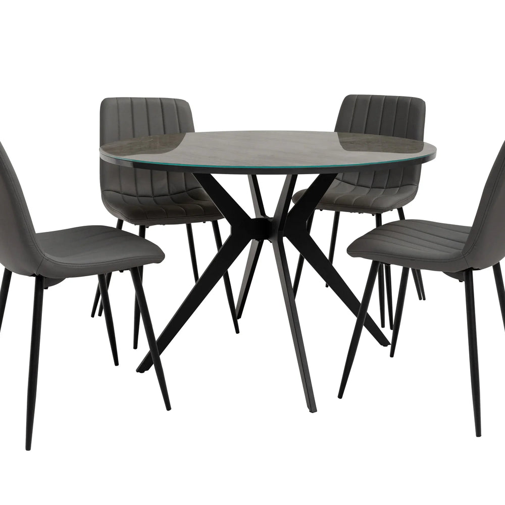 Round Grey Oak Dining Table - 1.07m Stylish Centrepiece for Dining Room