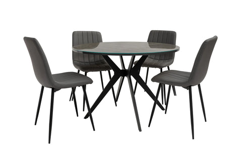 Round Grey Oak Dining Table - 1.07m Stylish Centrepiece for Dining Room