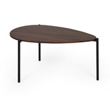 Larger teardrop table with dark wood top and black legs against white background, smaller table nested underneath
