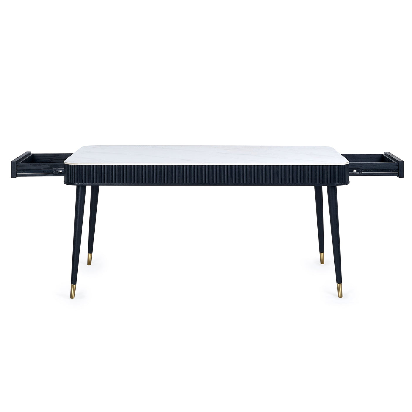 Louis Dining Table With Drawers - Black and White - LOU001