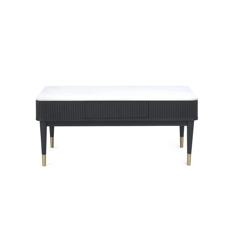 Louis Coffee Table With 2 Drawers - Black and White - LOU003