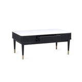 Louis Coffee Table With 2 Drawers - Black and White - LOU003