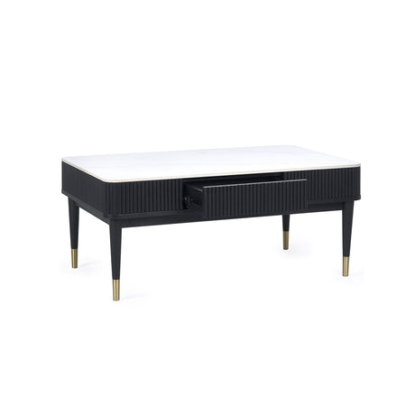 Louis Coffee Table With 2 Drawers - Black and White - LOU003
