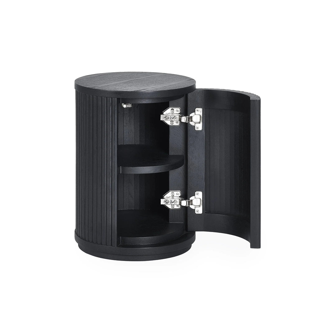 Louis Side Table With Door - Black - LOU009