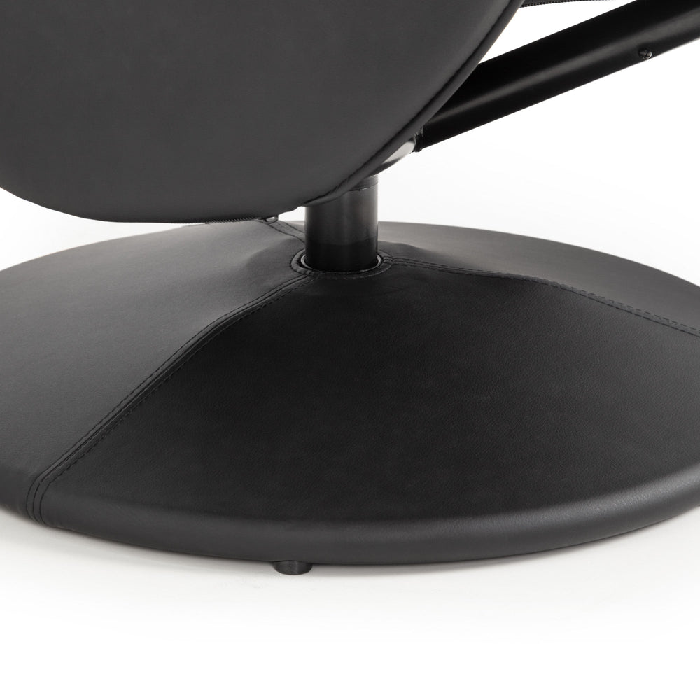 Lugano Recliner And Stool With Covered Base - Black - LUG001