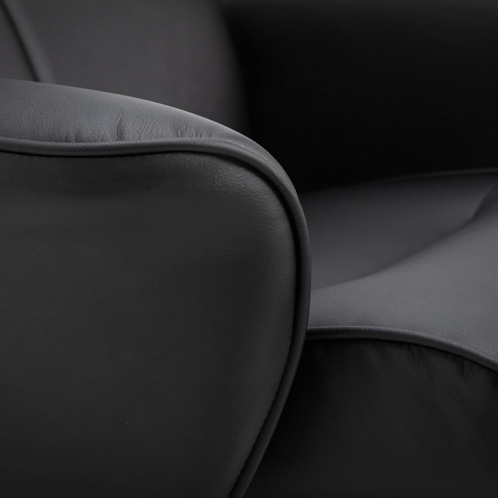 Lugano Recliner And Stool With Covered Base - Black - LUG001