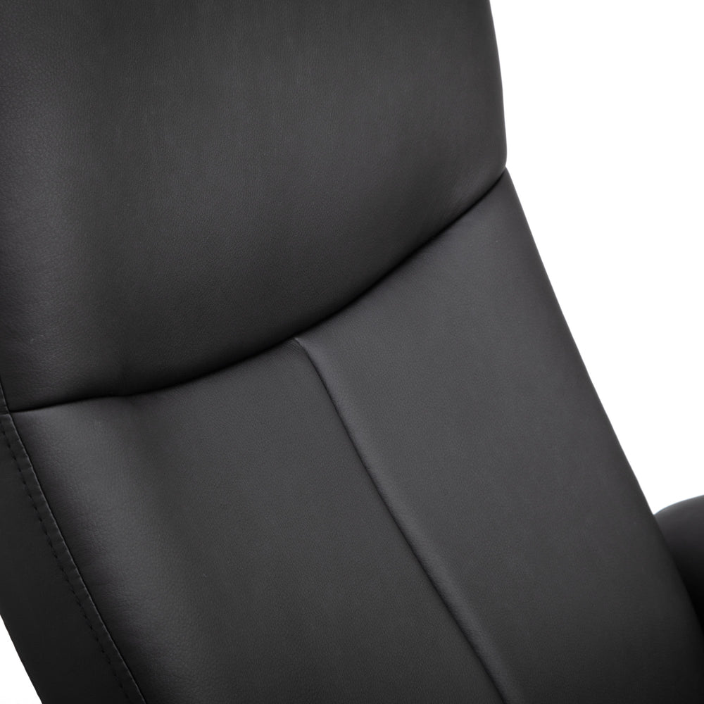 Lugano Recliner And Stool With Covered Base - Black - LUG001