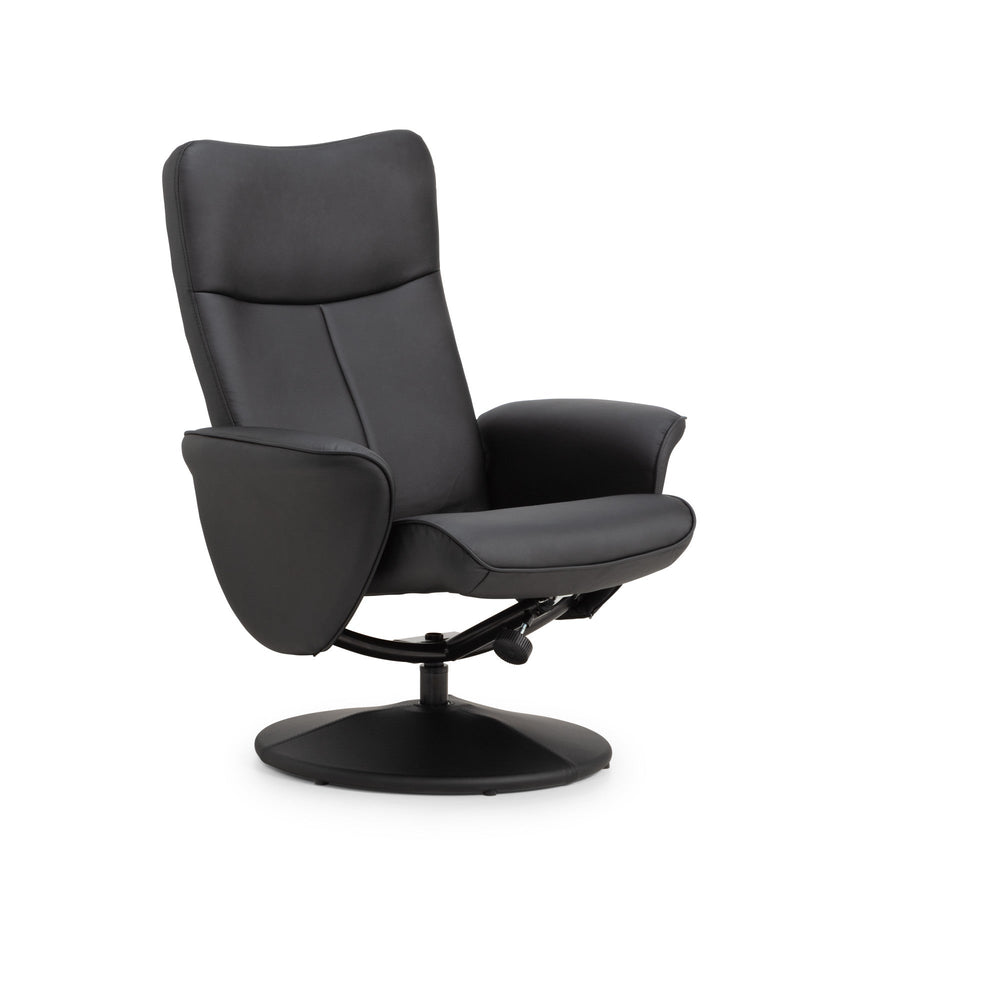 Lugano Recliner And Stool With Covered Base - Black - LUG001
