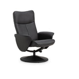 Lugano Recliner And Stool With Covered Base - Black - LUG001