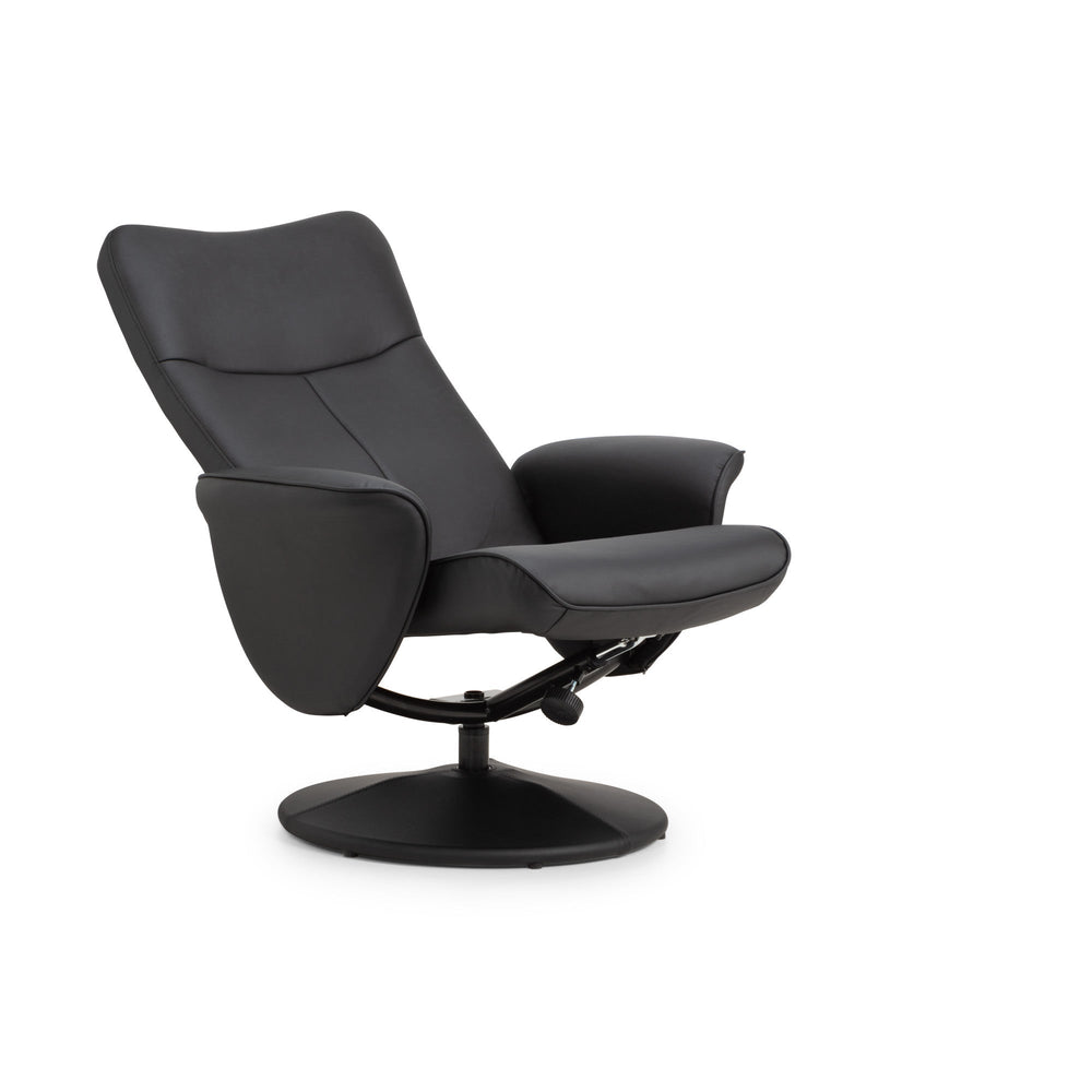 Lugano Recliner And Stool With Covered Base - Black - LUG001