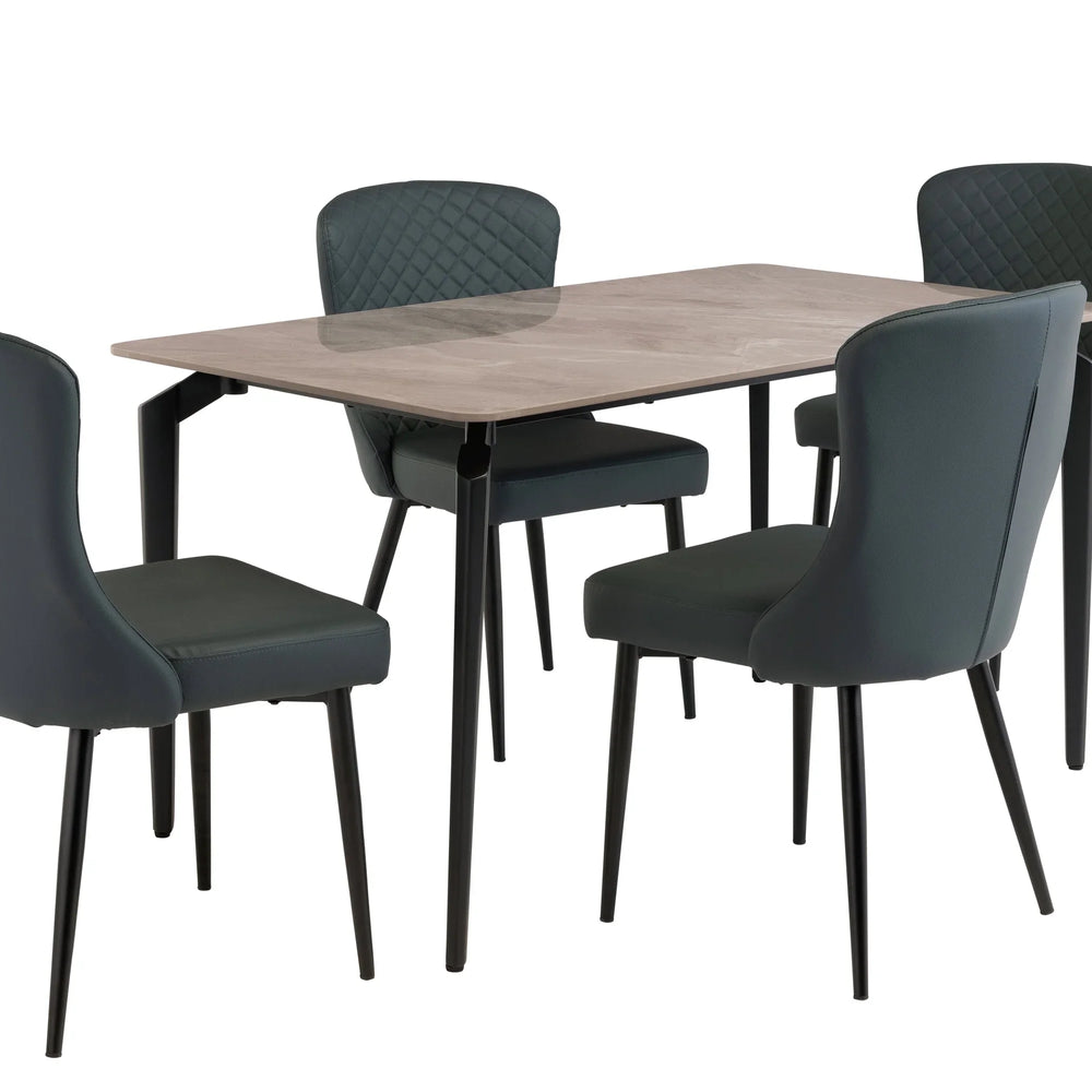 1.4m Marble Grey Dining Table with Black Legs - Stylish Modern Design