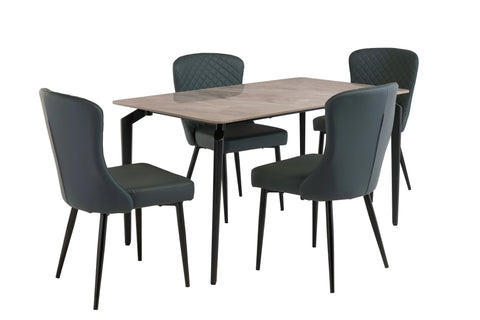 1.4m Marble Grey Dining Table with Black Legs - Stylish Modern Design