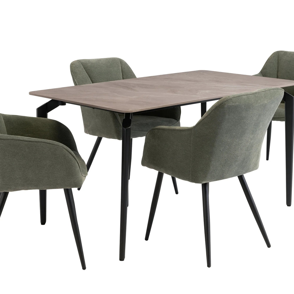 1.4m Marble Grey Dining Table with Black Legs - Stylish Modern Design