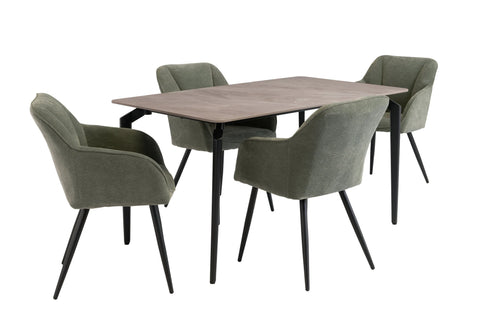 1.4m Marble Grey Dining Table with Black Legs - Stylish Modern Design