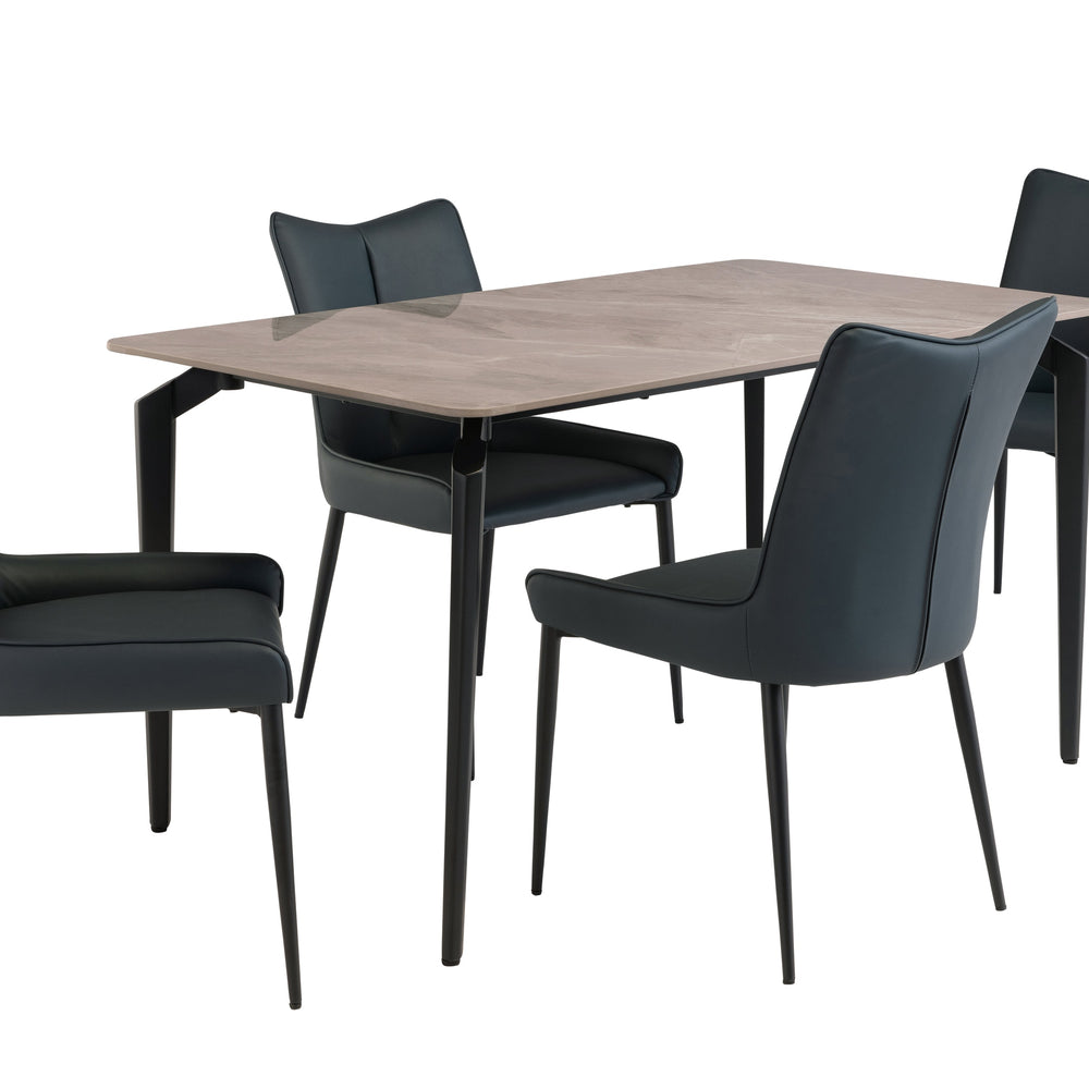 Teal Upholstered Dining Chair with Black Legs - Modern Design