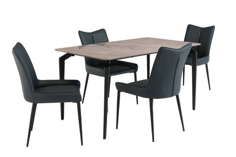 Teal Upholstered Dining Chair with Black Legs - Modern Design