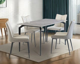 1.4m Marble Grey Dining Table with Black Legs - Stylish Modern Design