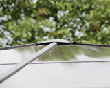 Close up of grey garden gazebo roof panel with polycarbonate material outdoors