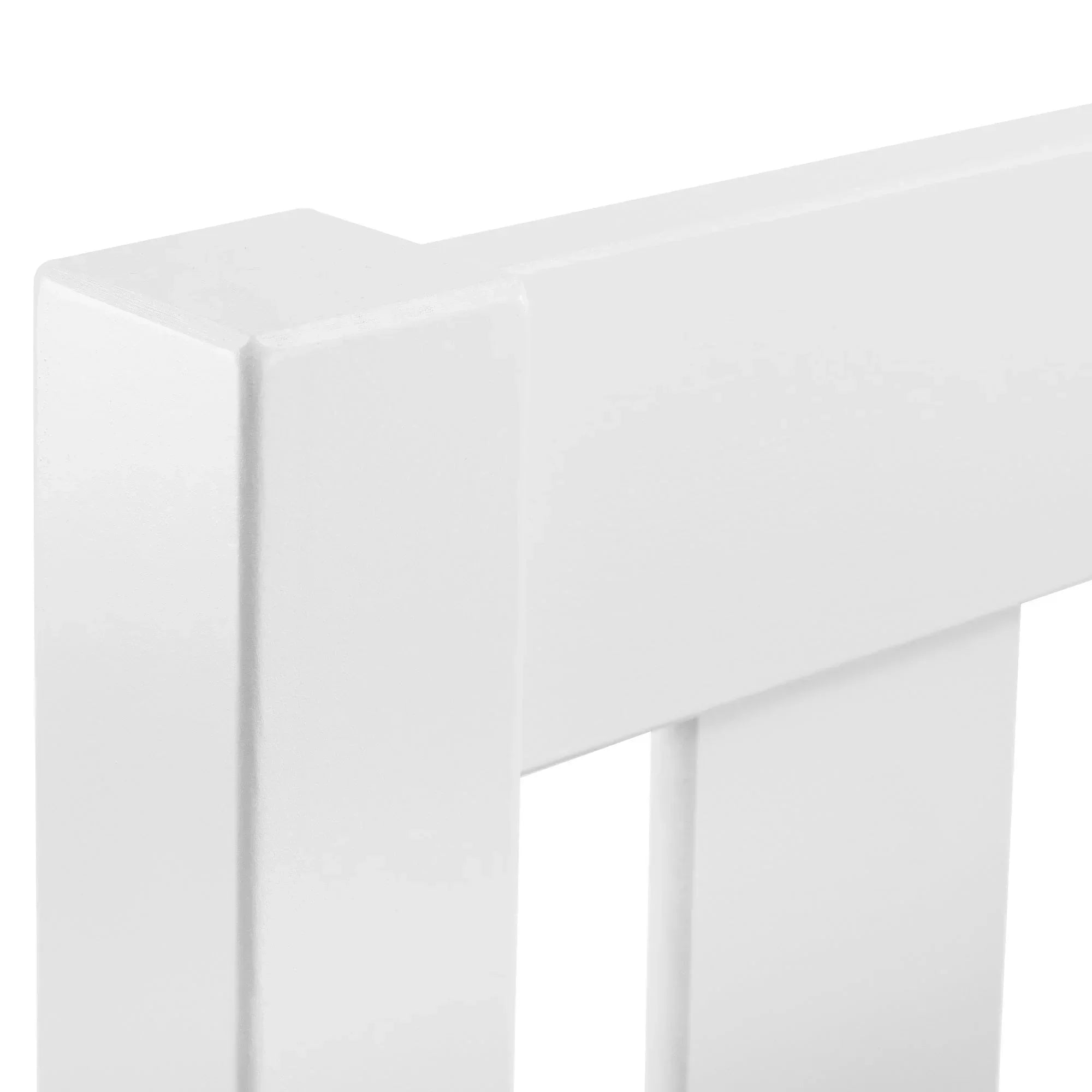 Closeup of Luna 90cm single bed surf white wooden headboard corner detail