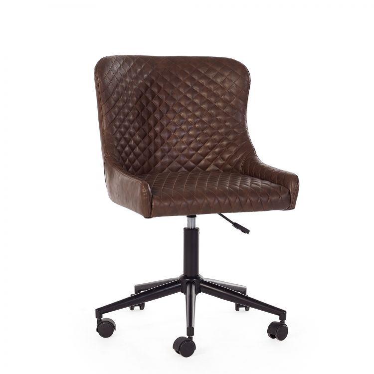 Luxe Office Chair In Brown Faux Leather