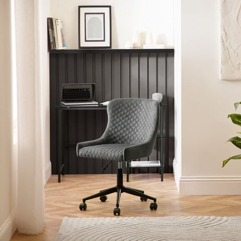 Luxe Office Chair In Grey Velvet
