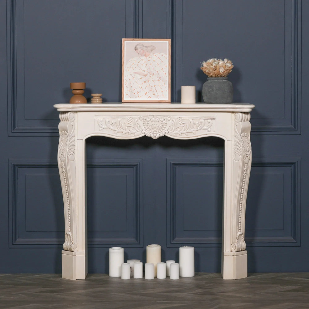 Aged Ivory Carved Fire Surround