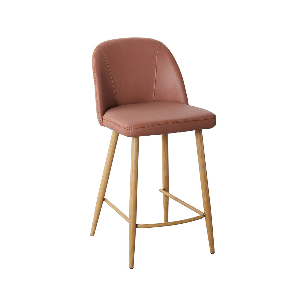 Leo Bar Stool Salmon - Oak Legs